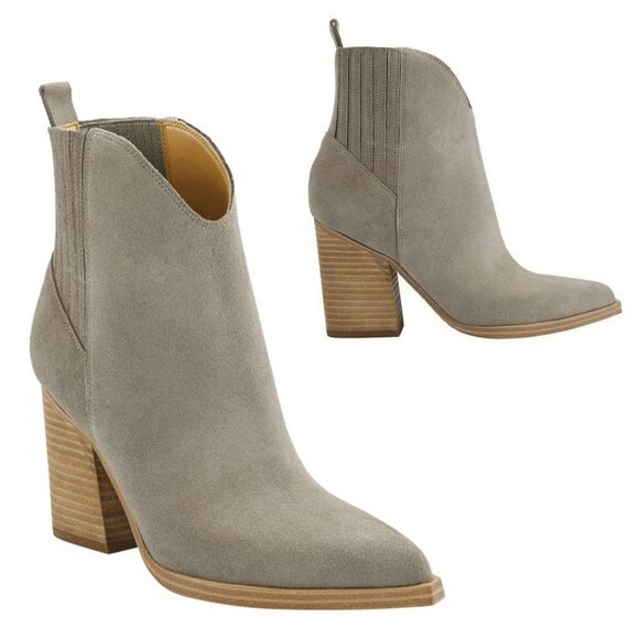 Marc Fisher Ommie Pointed Toe Boots 9M Pull On Block Heel Western Suede Leather - Picture 16 of 16